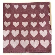 Theedoek - Hearts - Burgundy